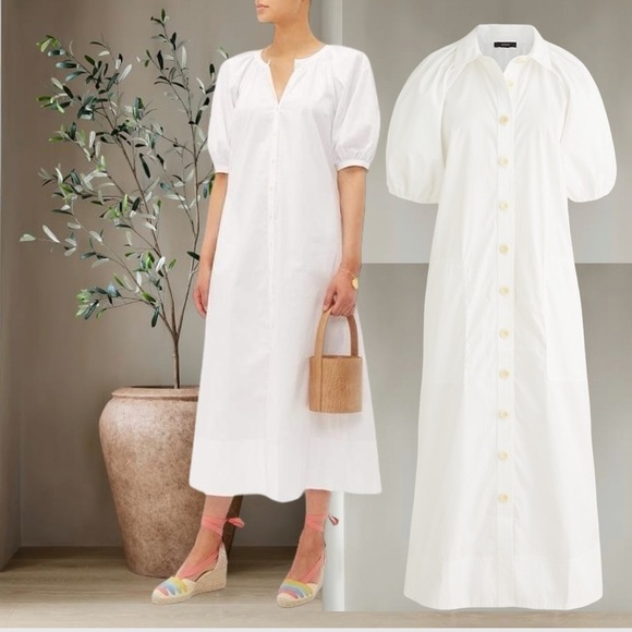 NEW J. CREW White Poplin Midi Maxi Collared Shift Shirt Dress Relaxed Cotton XXS - Picture 1 of 8